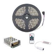 Kit Ruban LED 12V 60led/m 5m IP65 RGB  avec  Contrôleur et Bloc Alimentation