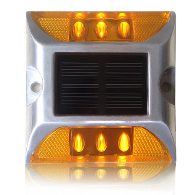 Plot Routier LED Solaire Clignotant Orange 6 Leds