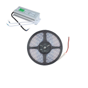 Kit Ruban LED 12V 120led/m 5m IP67 avec bloc Alimentation Etanche IP67