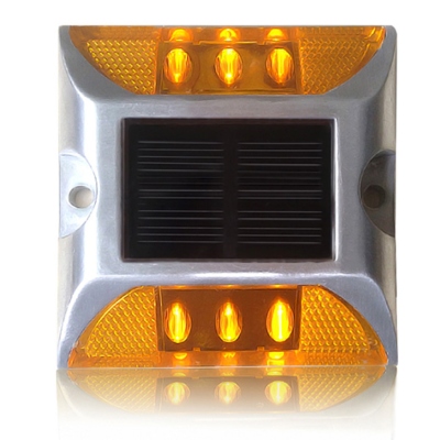 Plot Routier LED Solaire Fixe Orange 6 Leds